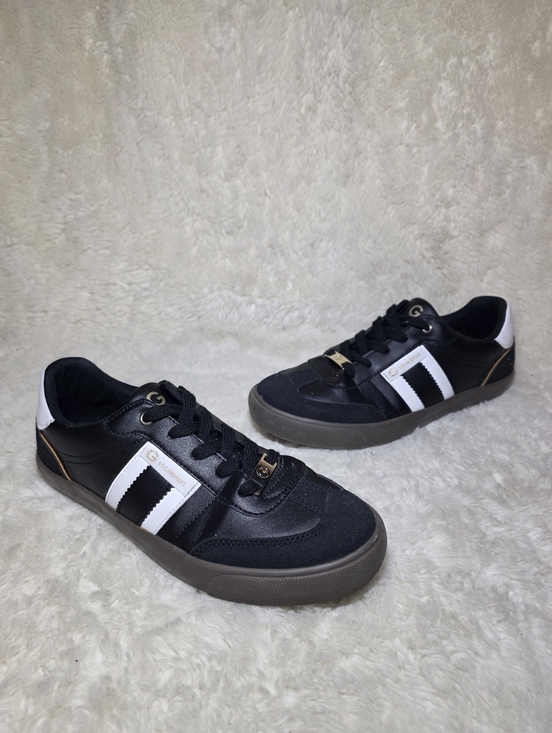 G by Guess Shoes - G by GUESS Olimpia Black Gold White Fashion Sneakers Low Top Shoes Women's 8.5